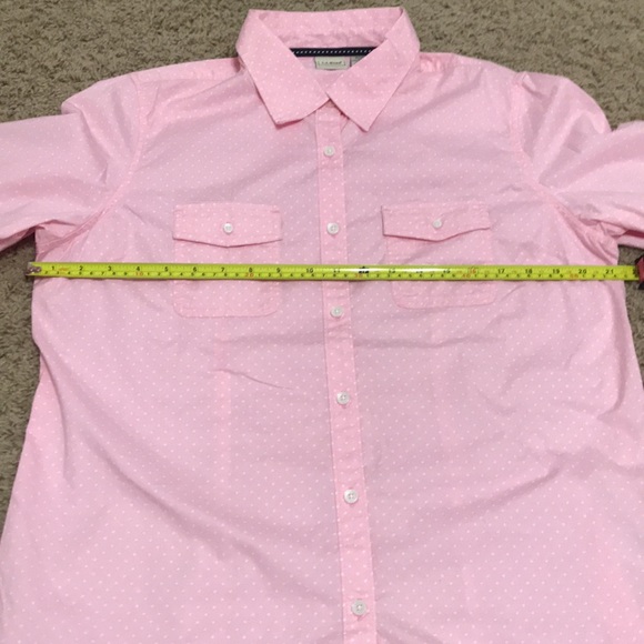 L.L. Bean Polka Dot Pastel Pink Long Sleeve Button Down Shirt Women’s Size Large - Picture 4 of 9